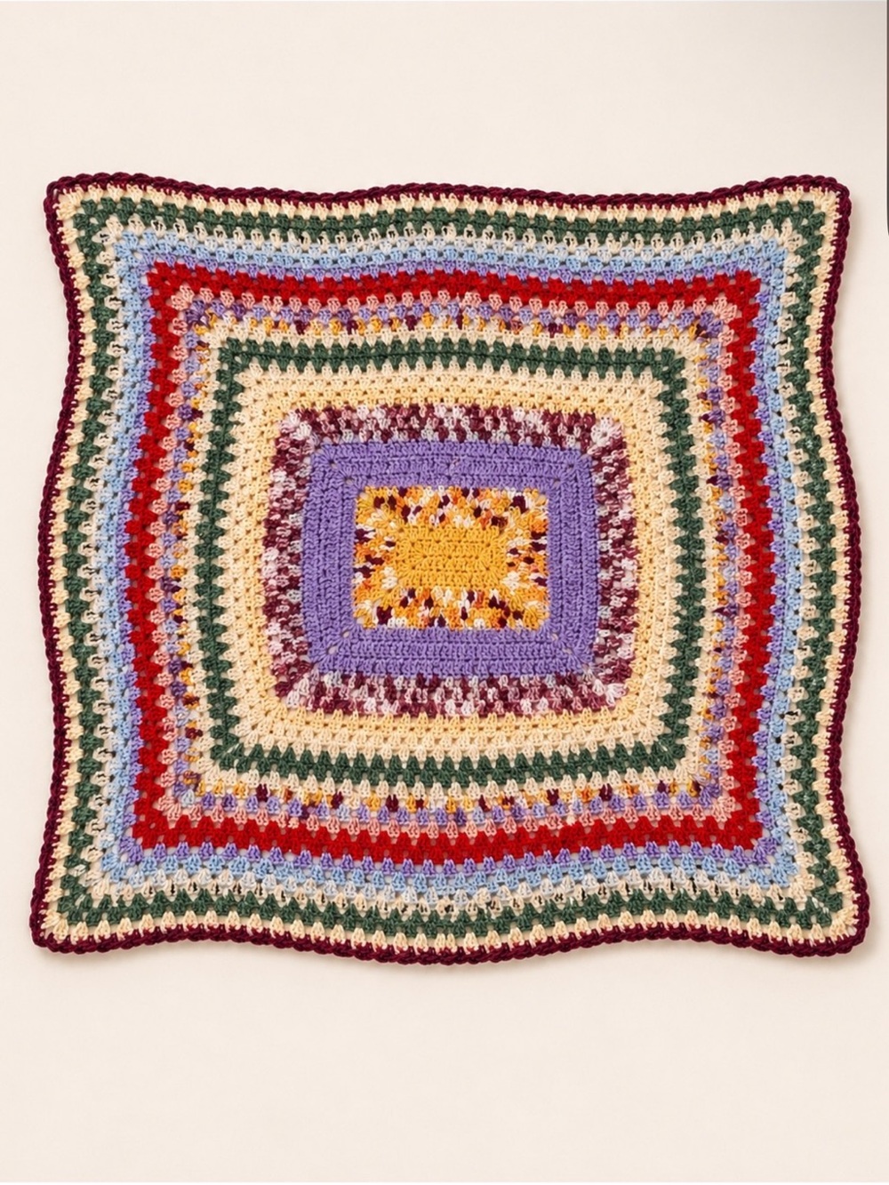 Handmade Crochet Granny Square Afghan Throw Blanket 45x45